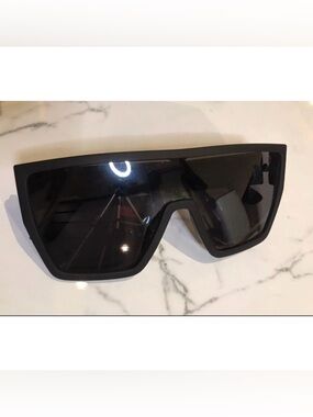 Oversized Matte Shield Sunglasses in Black